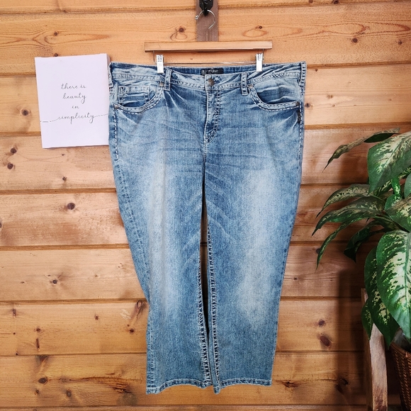 Silver Suki Mid Capri Jeans Crop Stretch Denim Light Stone Wash Plus Sz 24 X 25" - Picture 1 of 10